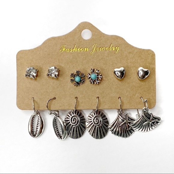 6pc Set Boho Beach Vibes Dangle + Stud Earrings - Picture 7 of 13